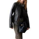 Giacca donna biker in tessuto spalmato