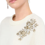 Maglia donna 100% lana con ricamo gioiello