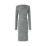 Vestito donna midi aderente con drappeggio