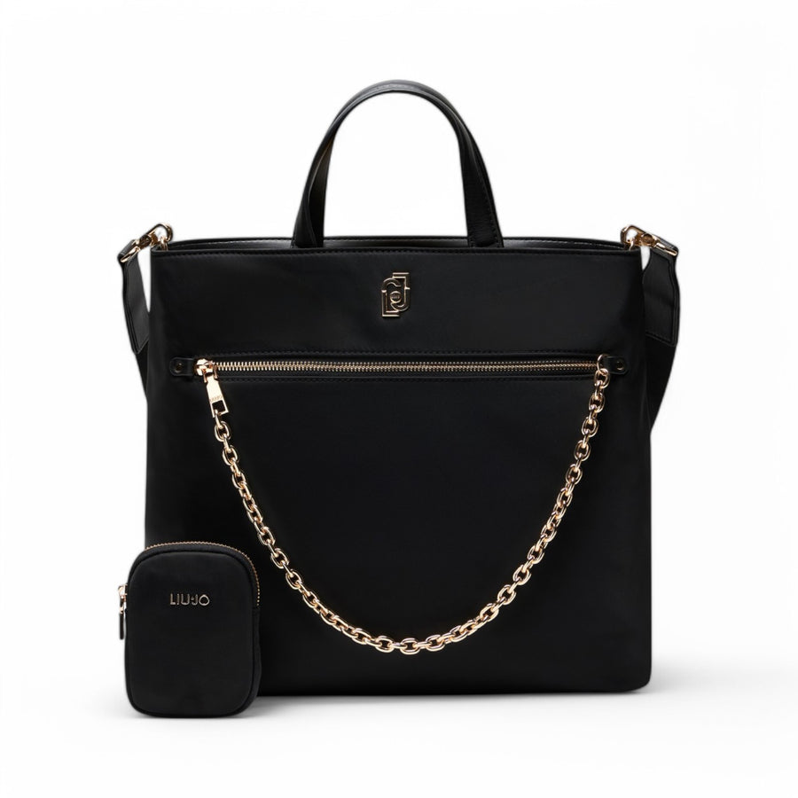Shopping bag donna in nylon con catena
