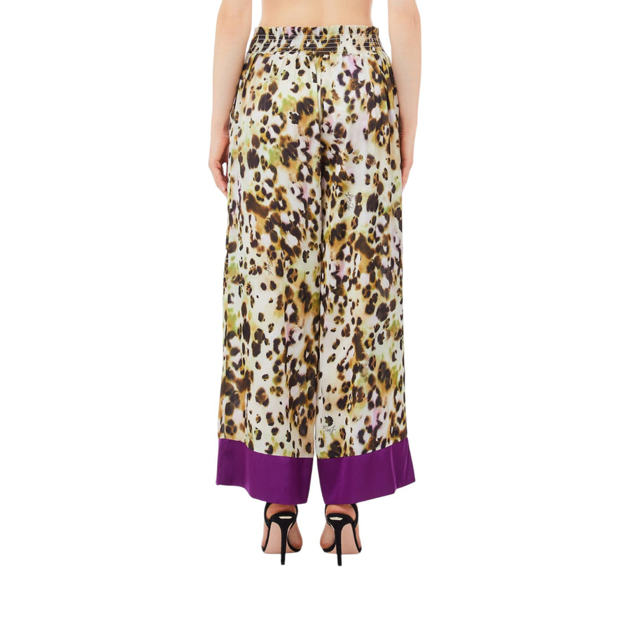 Pantaloni donna in raso stampato