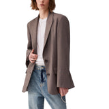 Blazer donna oversize in tessuto mélange