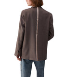 Blazer donna oversize in tessuto mélange