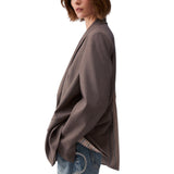 Blazer donna oversize in tessuto mélange