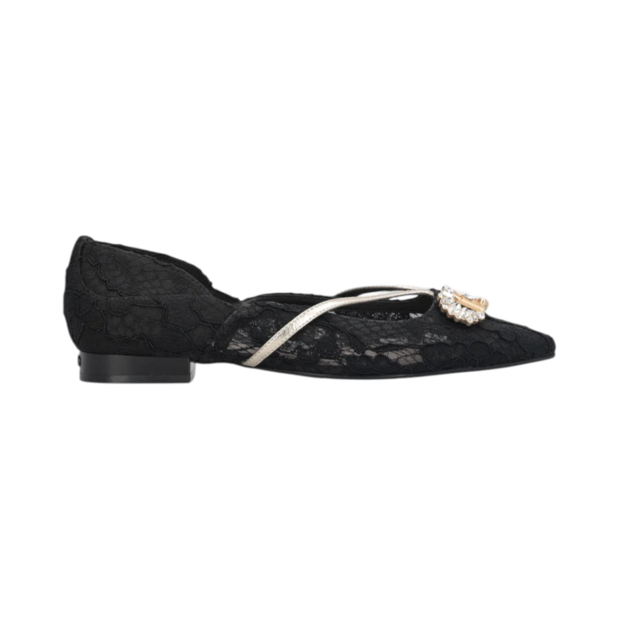 Ballerine donna in pizzo con logo gioiello