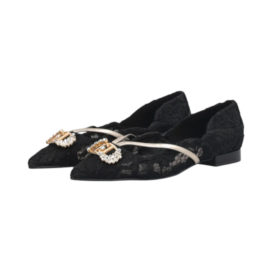 Ballerine donna in pizzo con logo gioiello