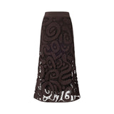 Gonna donna midi in crochet geometrico