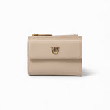 Piccolo portafoglio compatto in pelle liscia con logo