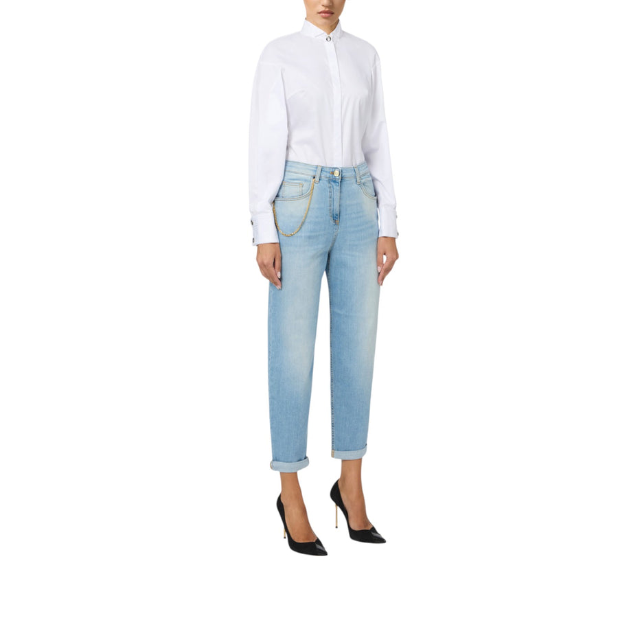 Jeans donna a palazzo con catena