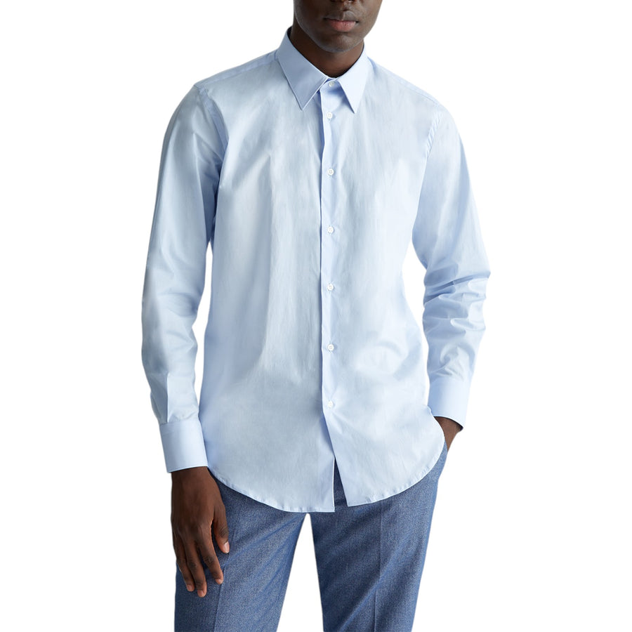 Camicia uomo blu in popeline