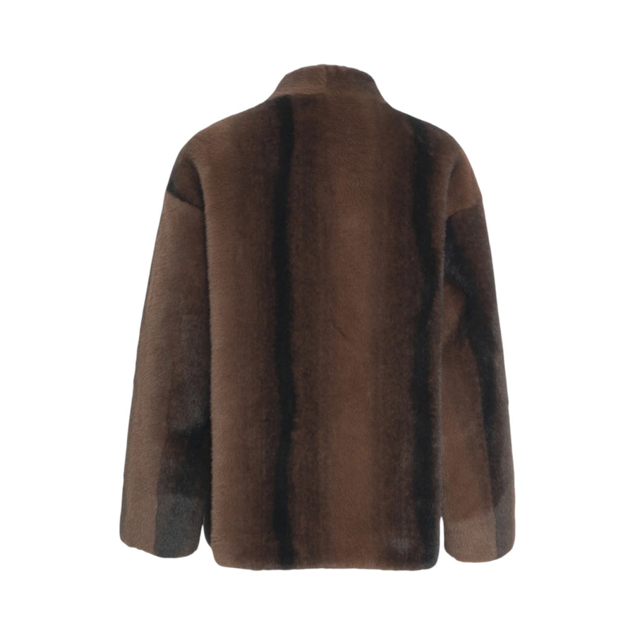 Cappotto donna in ecopelliccia con logo