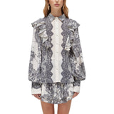 Camicia donna con stampa pizzo e volant