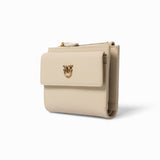 Piccolo portafoglio compatto in pelle liscia con logo