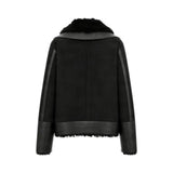 Giacca donna biker con dettagli fluffy