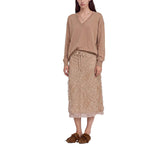 Gonna donna midi in pizzo con spacco e coulisse