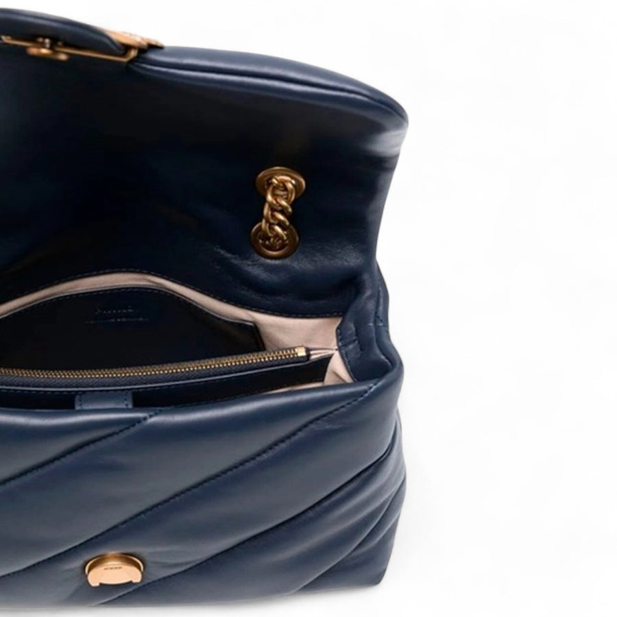 Borsa donna a tracolla media Love Bag Puff in nappa trapuntata con catena