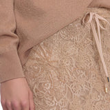 Gonna donna midi in pizzo con spacco e coulisse
