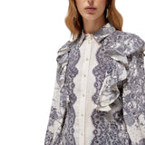 Camicia donna con stampa pizzo e volant