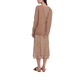 Gonna donna midi in pizzo con spacco e coulisse