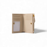 Piccolo portafoglio compatto in pelle liscia con logo