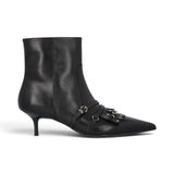 Stivaletti donna alla caviglia in pelle con cinturini e frange