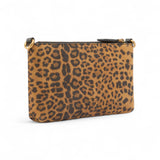 Bustina donna piccola a tracolla in suede leopardato