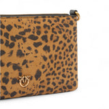 Bustina donna piccola a tracolla in suede leopardato