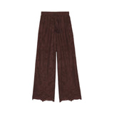 Pantaloni donna in mussola di cotone con ricamo sangallo
