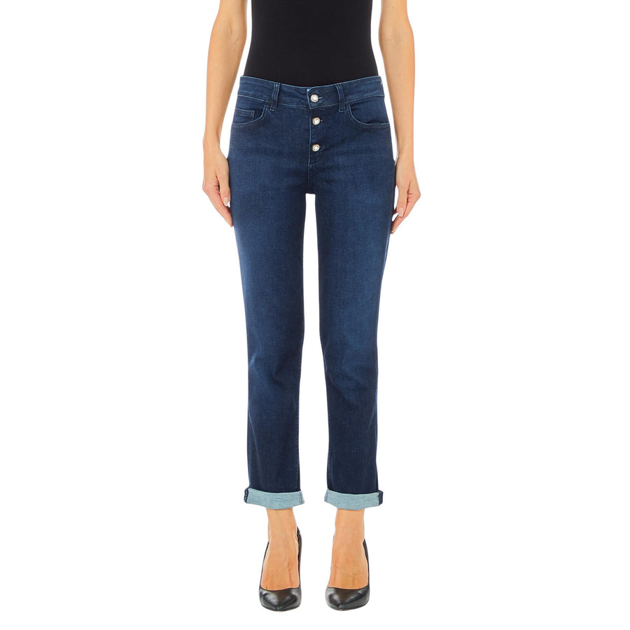 Jeans donna skinny con bottoni