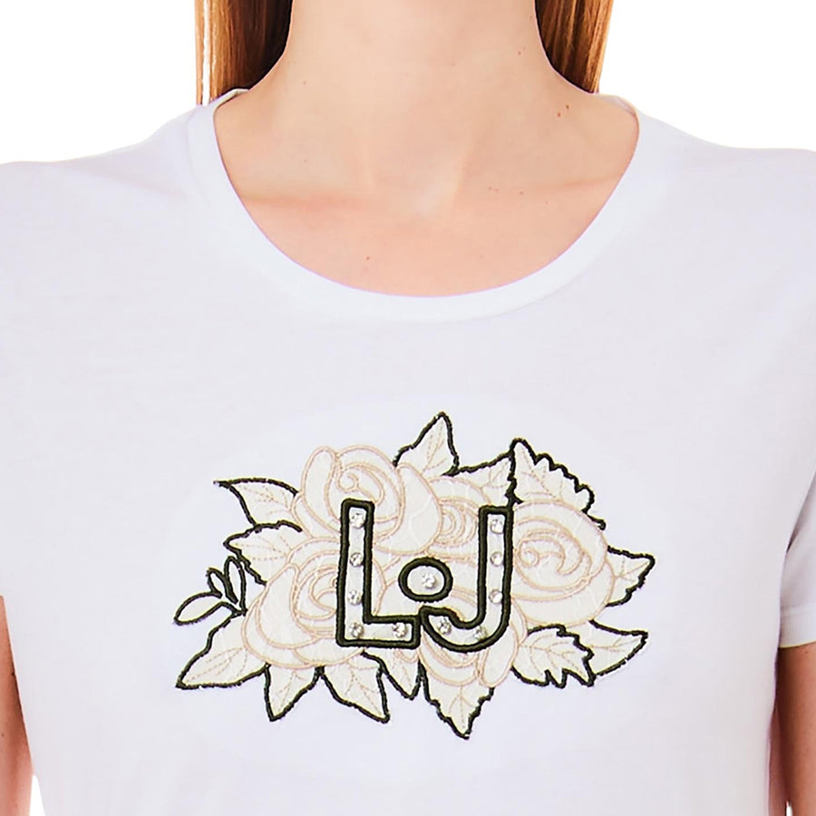 T-shirt donna con stampa e paillettes