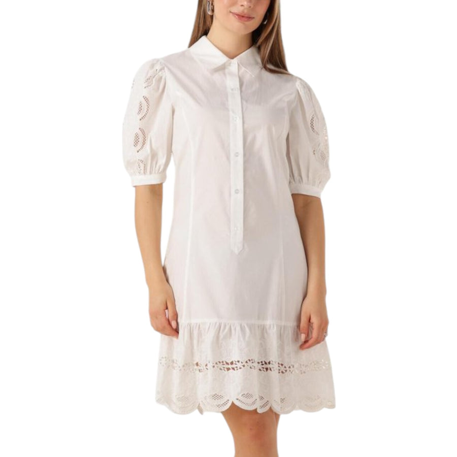 Abito donna chemisier in cotone con ricami