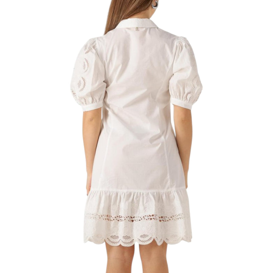 Abito donna chemisier in cotone con ricami