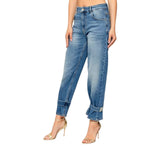 Jeans donna carrot fit a vita alta