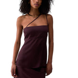 Top donna monospalla in raso