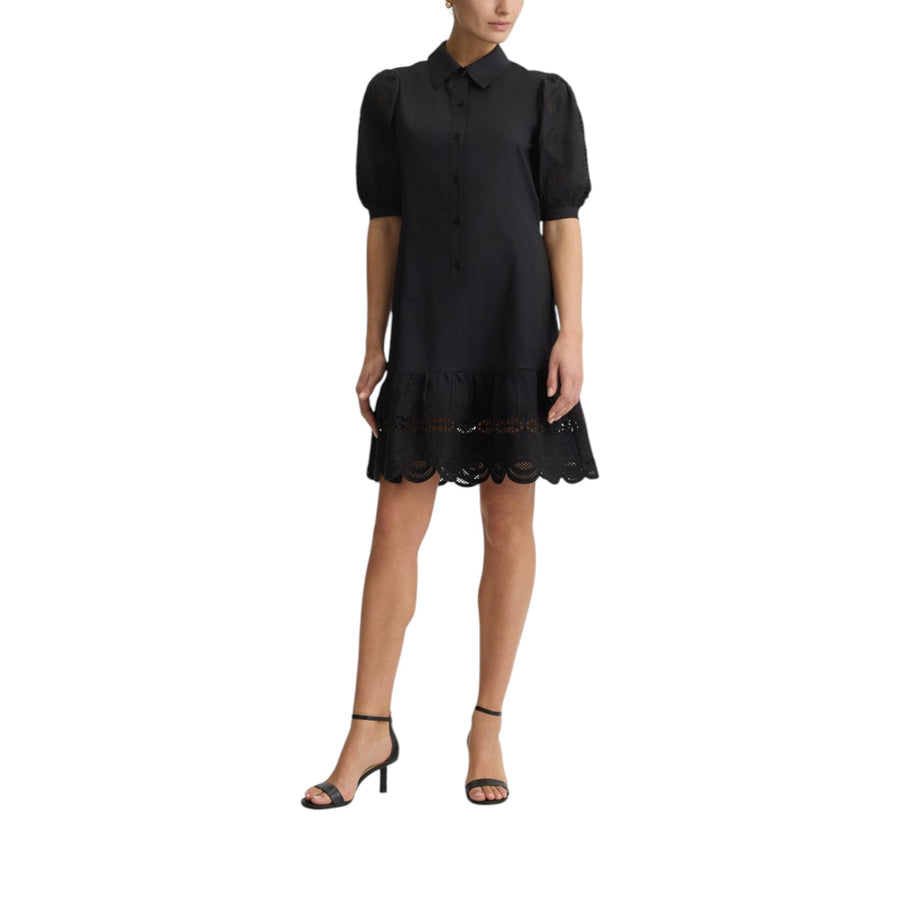 Abito donna chemisier in cotone con ricami