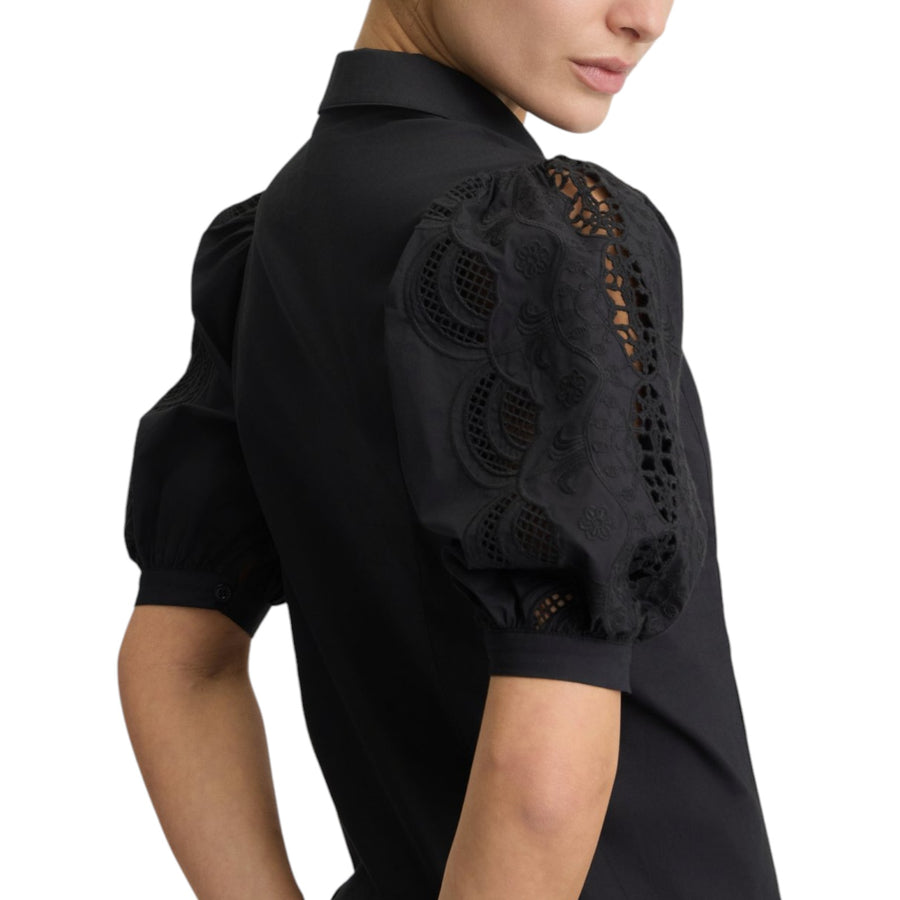 Abito donna chemisier in cotone con ricami