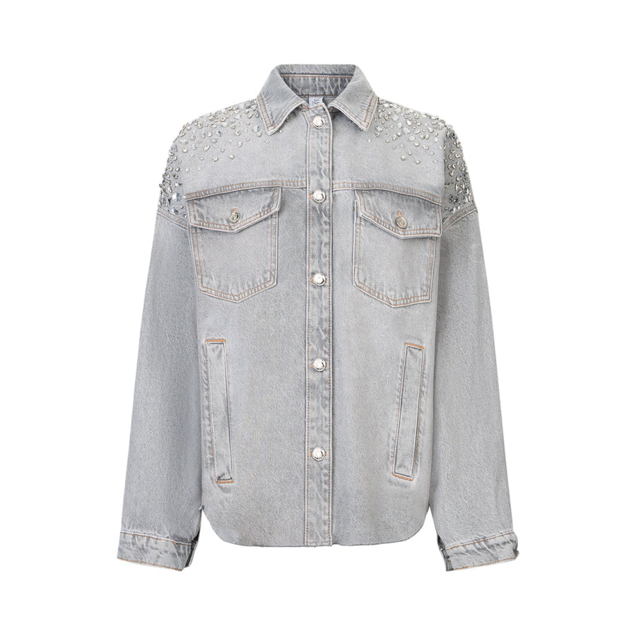 Giacca donna in denim con strass