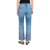 Jeans donna straight con strass