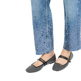 Jeans donna straight con strass