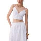 Top donna in popeline con ricamo