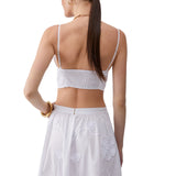 Top donna in popeline con ricamo