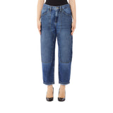 Jeans donna straight con strass