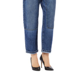 Jeans donna straight con strass