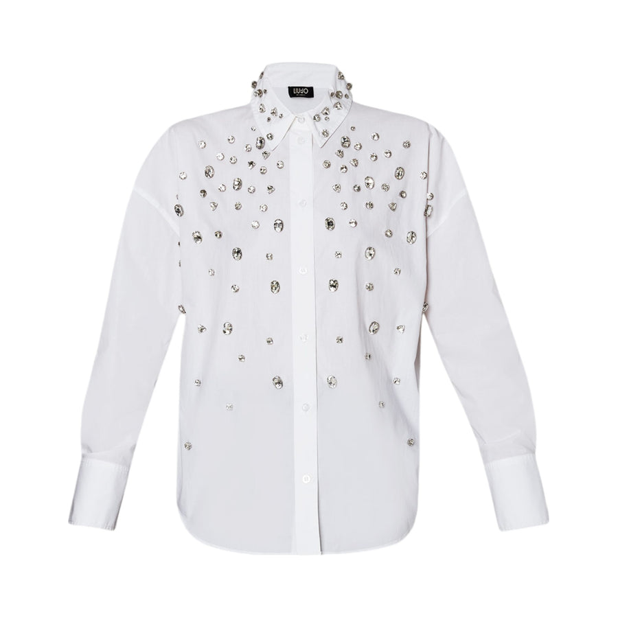 Camicia donna in cotone con strass