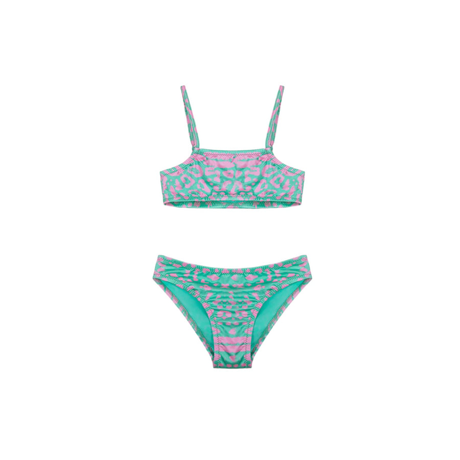 Bikini top e slip fisso spotted bimba