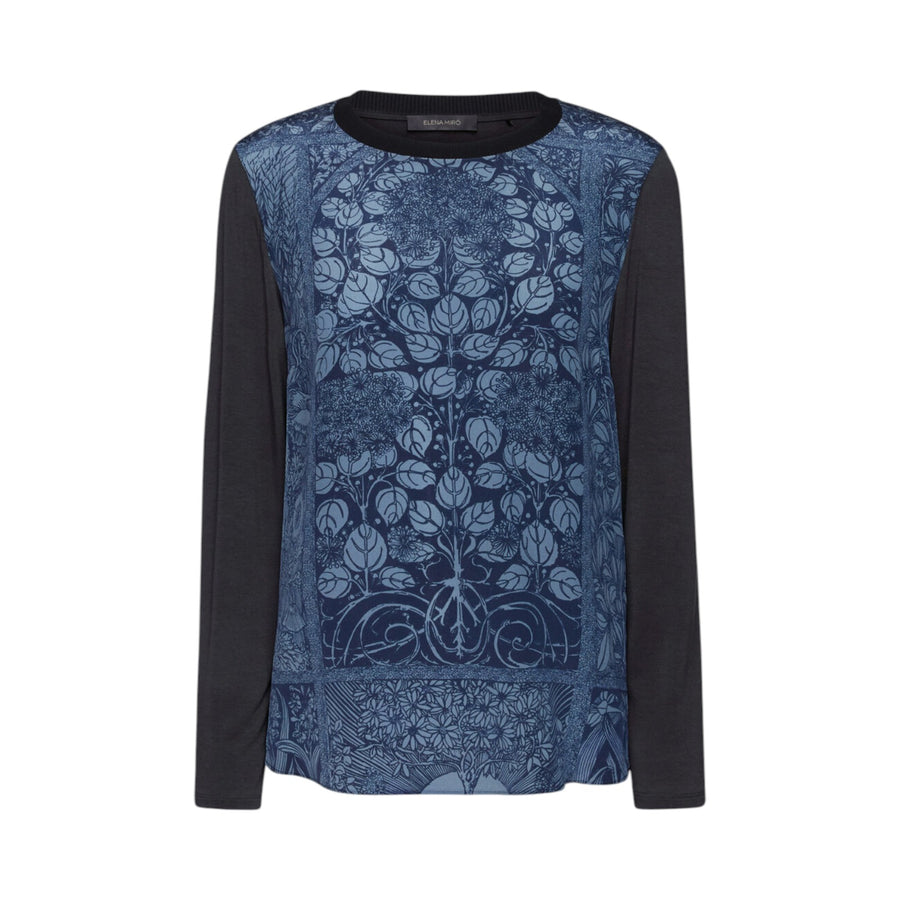 T-shirt donna in due tessuti con stampa