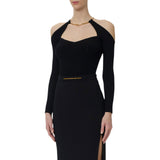 Top donna in maglia con dettaglio gioiello