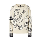 Maglione donna girocollo con fantasie