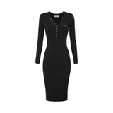 Abito donna in maglia a costine con taschino