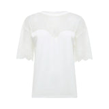 T-shirt donna in jersey con pizzo